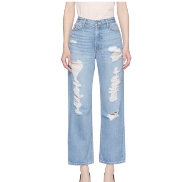 GRLFRND Rhea Distressed Straight Leg Jeans, Size 27 - Picture 1 of 8
